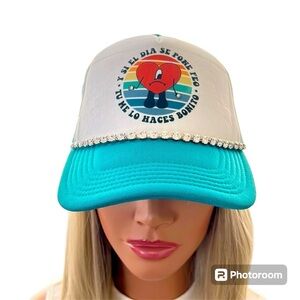 Custom Bad Bunny Trucker Hat with Swarovski Crystals